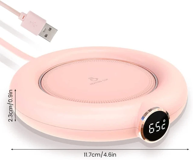 Alt view image 7 of 7 - Coffee Mug Warmer USB, 10w Electric Beverage Cup Warmer Non-slip Cup Heater Warmer Coaster with 3 Adjustable Temperature Setting for Tea Water Cocoa Soup Milk Desk Home Office(Pink)