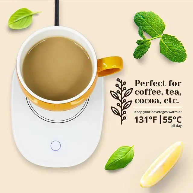 Alt view image 2 of 6 - Amruta Auto On/Off Gravity Induction Coffee Mug Warmer, Warming Plate for Coffee Mugs Tea Cups, Great for Beverages Coffee, Tea, Cocoa, Milk, Water (White)