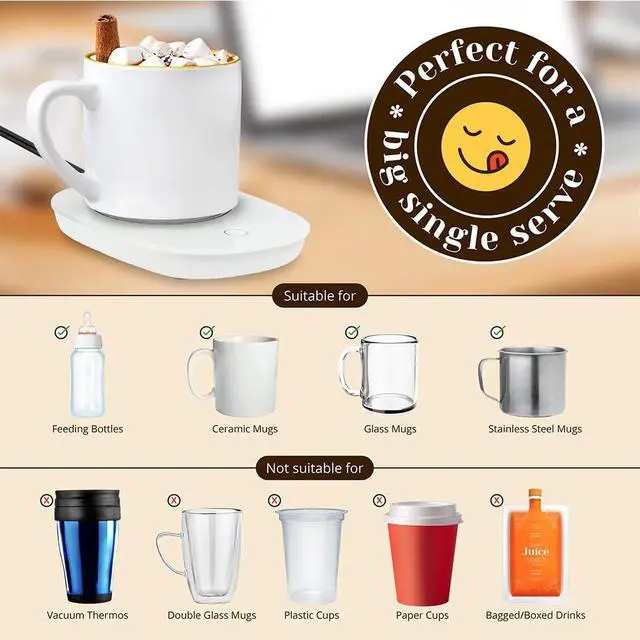 Alt view image 5 of 6 - Amruta Auto On/Off Gravity Induction Coffee Mug Warmer, Warming Plate for Coffee Mugs Tea Cups, Great for Beverages Coffee, Tea, Cocoa, Milk, Water (White)