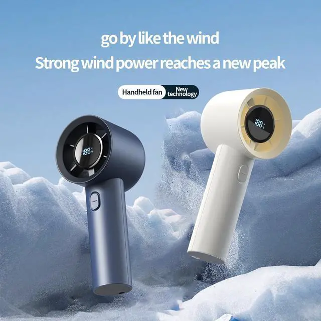 Alt view image 2 of 7 - Handheld Portable Fan, Ice Cooling Fan, High Speed, Rechargeable, 2000mAh,4H Max, LED Display, for Travel, Gift