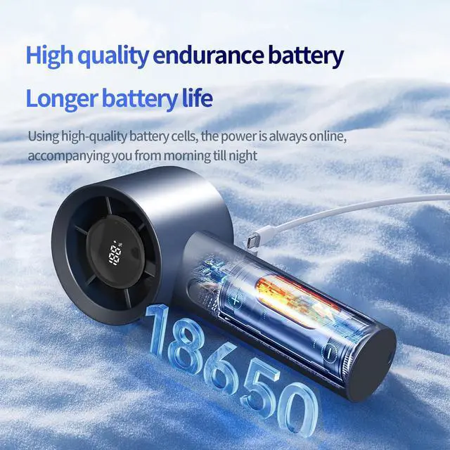 Alt view image 4 of 7 - Handheld Portable Fan, Ice Cooling Fan, High Speed, Rechargeable, 2000mAh,4H Max, LED Display, for Travel, Gift