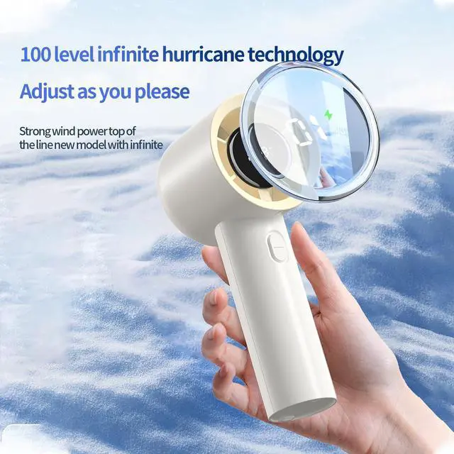 Alt view image 6 of 7 - Handheld Portable Fan, Ice Cooling Fan, High Speed, Rechargeable, 2000mAh,4H Max, LED Display, for Travel, Gift