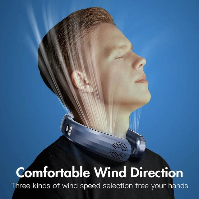 Alt view image 7 of 7 - Zymise Neck Fan Portable Bladeless Neck Fan Hands Free Personal Fans, 5000 mAh Battery Operated Neck Fan, 360 Cooling Wearable Fan, 3 Speeds Adjustment, Low Noise for Outdoor Indoor Office