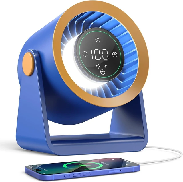 Main image of Ausic Powerful Desk Fan Utra-quiet for Bedroom, 15200mAh Small Turbo Bedside Fans for Cooling and Sleep, Personal Battery Powered USB Fans With LED Light, Digital Display, 105° Tilt (White)
