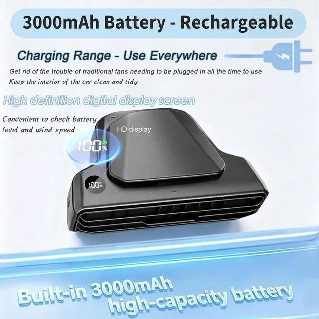 Alt view image 2 of 7 - 2026 Upgraded Rechargeable 5-Speed Car Seat Fan with 3000mhA Battery for Driver & Back Seat Passengers, Mini Portable USB Charging Headrest Carseat Fan for Baby Infant, Kids & Dogs (2 PCS)