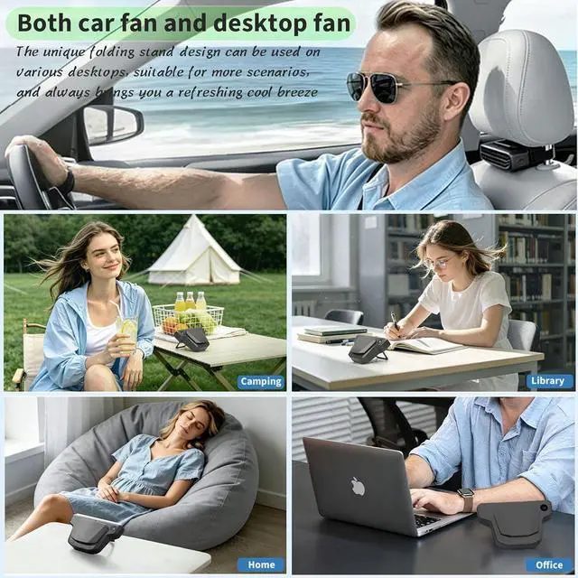 Alt view image 5 of 7 - 2026 Upgraded Rechargeable 5-Speed Car Seat Fan with 3000mhA Battery for Driver & Back Seat Passengers, Mini Portable USB Charging Headrest Carseat Fan for Baby Infant, Kids & Dogs (2 PCS)