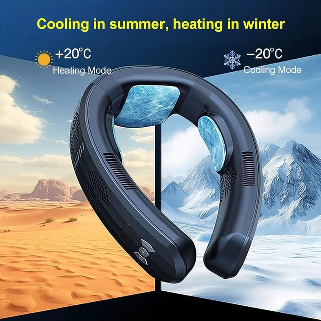 Alt view image 6 of 7 - TARSHYRY Portable Neck Fan, Cooling and Heating Dual Use 3 Speeds Semiconductor Quiet Lightweight 10000mAh Battery Operated Wearable Fan, with Fast Charging 18W (Bright Black)
