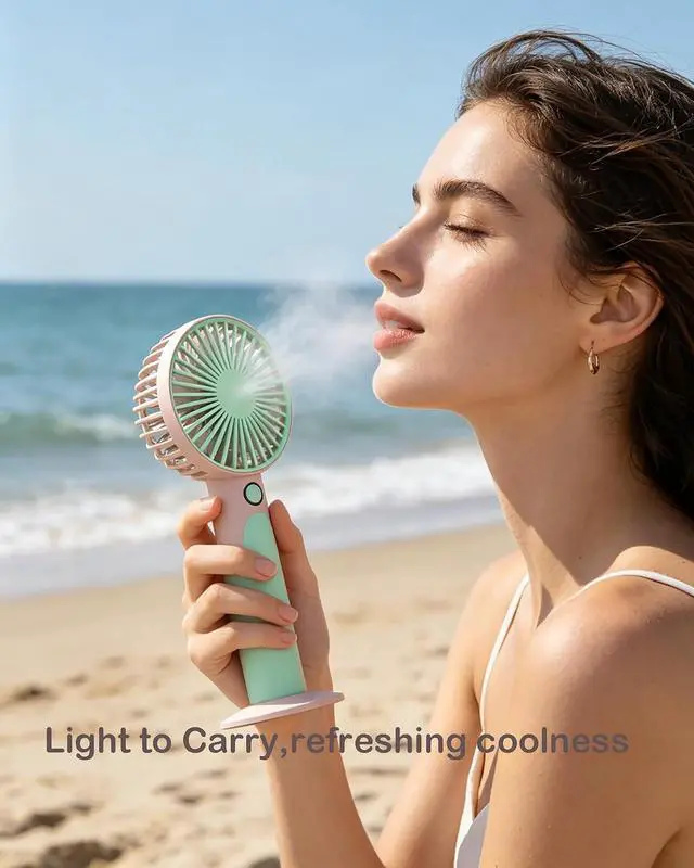 Alt view image 4 of 7 - Handheld Portable Fan,5000mAh Rechargeable Battery,Mini Travel Fan with Backup Power,Summer Essentials Gifts for Women Man (Green)