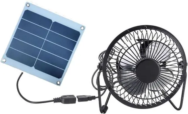 Main image of Riloer 10W Solar Fan USB Charging Cooling Ventilation Portable Car Cooling Fan For Greenhouse Chicken House Camping Black