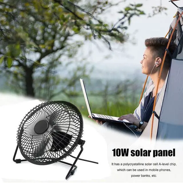 Alt view image 5 of 7 - Riloer 10W Solar Fan USB Charging Cooling Ventilation Portable Car Cooling Fan For Greenhouse Chicken House Camping Black