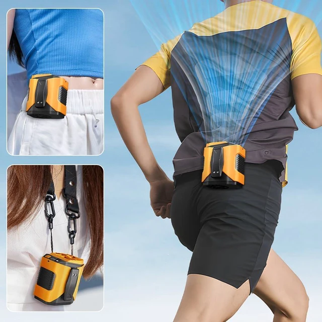 Alt view image 7 of 7 - MiOYOOW Waist Fan, Wearable Neck Cooling Fan with Flashlight, 100-Speed Adjustable, Digital Display, USB Charging