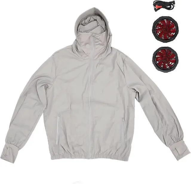 Alt view image 6 of 7 - Fafeicy Cooling Fan Jacket, USB Powered, Lightweight Air Conditioned Workwear with 3 Speed Fan for Men, Ideal for Outdoor Activities and UV Protection (M)
