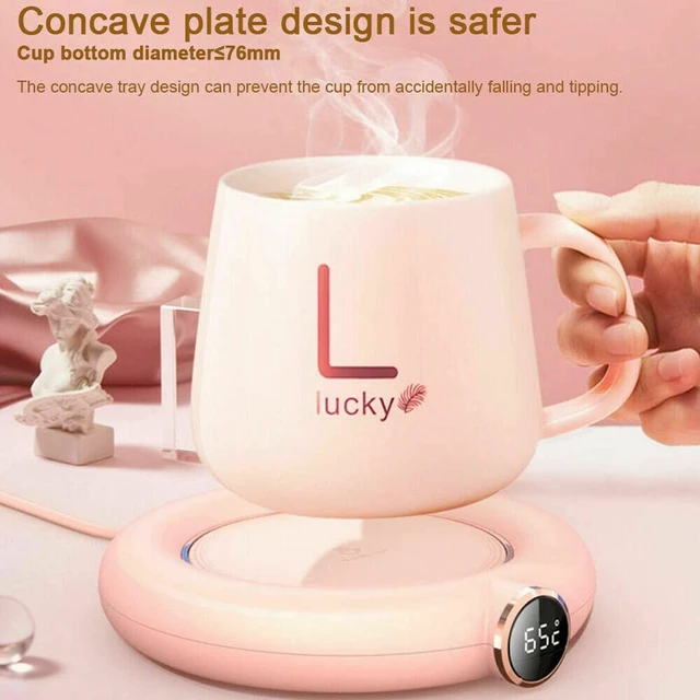 Alt view image 3 of 7 - Coffee Mug Warmer USB, 10w Electric Beverage Cup Warmer Non-slip Cup Heater Warmer Coaster with 3 Adjustable Temperature Setting for Tea Water Cocoa Soup Milk Desk Home Office(Pink)
