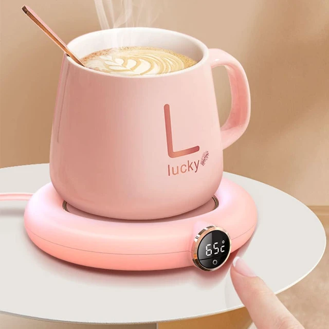 Alt view image 4 of 7 - Coffee Mug Warmer USB, 10w Electric Beverage Cup Warmer Non-slip Cup Heater Warmer Coaster with 3 Adjustable Temperature Setting for Tea Water Cocoa Soup Milk Desk Home Office(Pink)