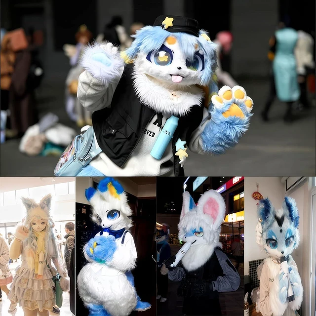 Alt view image 2 of 6 - Fursuit Fan, Halter Neck Fursuit Cooler With Converter, Portable Fan, Rechargeable, Adjustable Wind Speed, Suitable For Travel/cosplay/summer Fan (Color : Light blue)