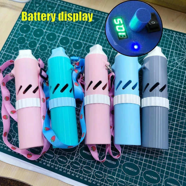 Alt view image 4 of 6 - Fursuit Fan, Halter Neck Fursuit Cooler With Converter, Portable Fan, Rechargeable, Adjustable Wind Speed, Suitable For Travel/cosplay/summer Fan (Color : Light blue)
