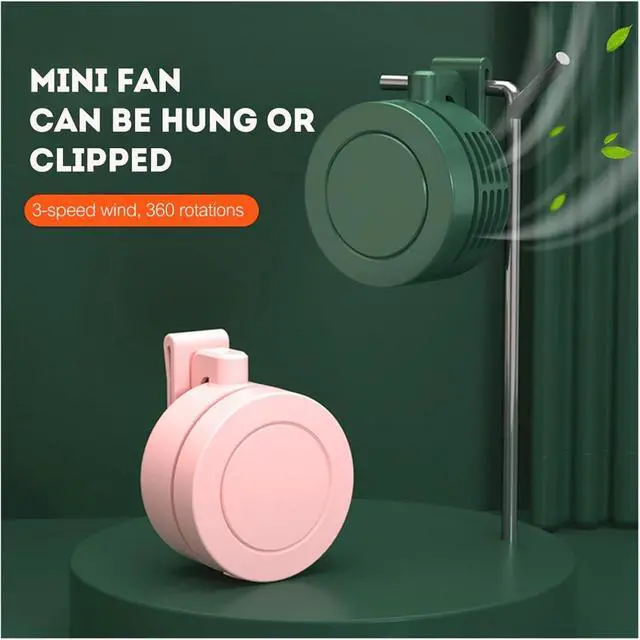 Alt view image 3 of 6 - Mini Clip On Fan USB Rechargable Cooling Office Home Traveling Portable(Green)