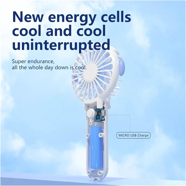 Alt view image 5 of 7 - Silent Mini Fan USB Rechargeable 92° Foldable Battery Operated(White)