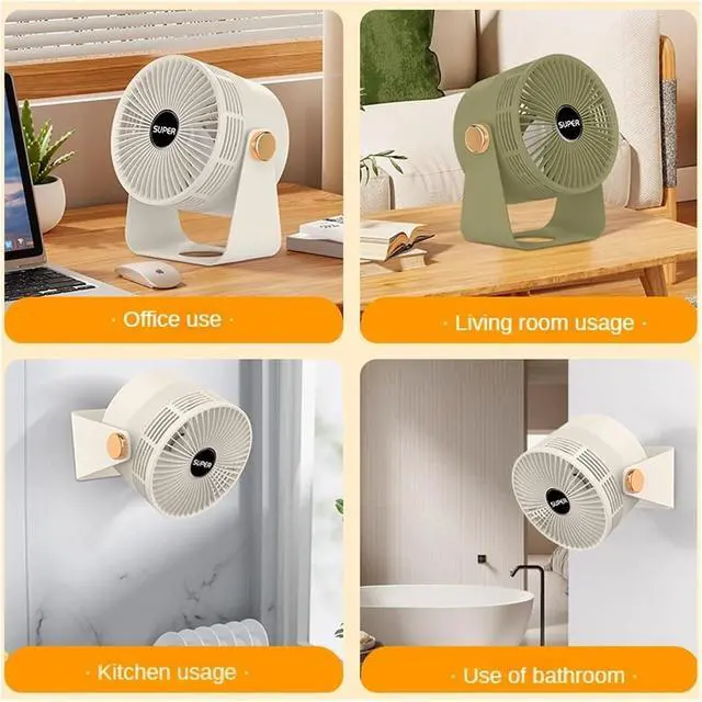 Alt view image 6 of 7 - Household USB Fan Desktop Wall Mounted Air Circulation Cooling Floor Fans(White 2pcs)