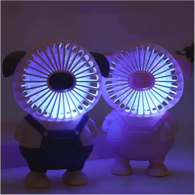Alt view image 3 of 5 - Mini Fan Cute With Light Charging Small Student Dormitory Office Usb(Grey)