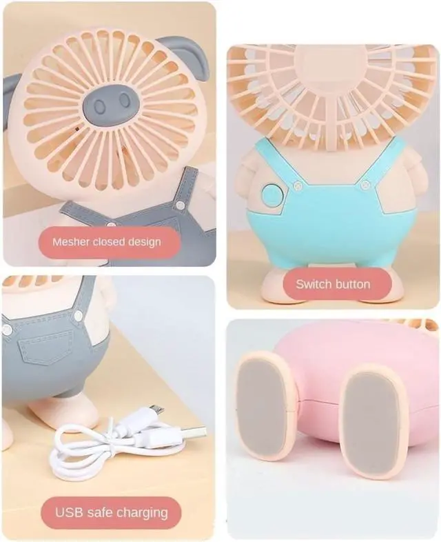 Alt view image 5 of 5 - Mini Fan Cute With Light Charging Small Student Dormitory Office Usb(Grey)