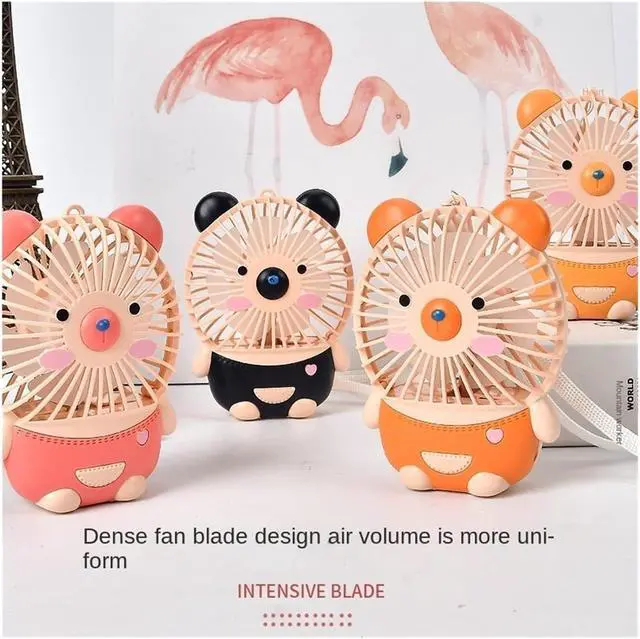 Alt view image 2 of 5 - Cute Cartoon Bear Mini Fan Children HandheldUSB Charging Strong Wind(Orange)