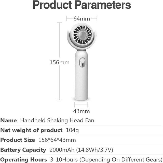 Alt view image 6 of 6 - Portable Fan Handheld, Mini Handheld Fan USB-C Rechargeable Quiet Strong Wind Multicolor