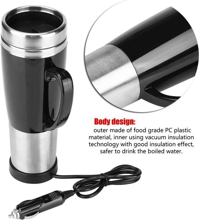 Alt view image 3 of 7 - Travel Friendly Car Electric Cup, 12V 24V Stainless Steel Heating Mug for Coffee and Tea, Ideal for Winter Travel and Car Usage, Black (12V),Other Cosmetics and Supplies