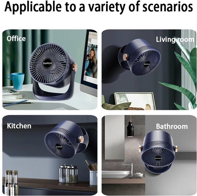 Alt view image 7 of 7 - Air Circulation Fan USB Charging Household Table Shaking Desktop(Blue)