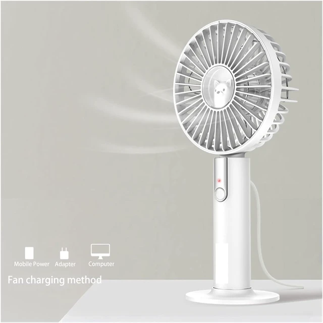 Alt view image 5 of 6 - Handheld Fan USB Rechargeable Battery Adjustable Three-block Wind Speed(New White)