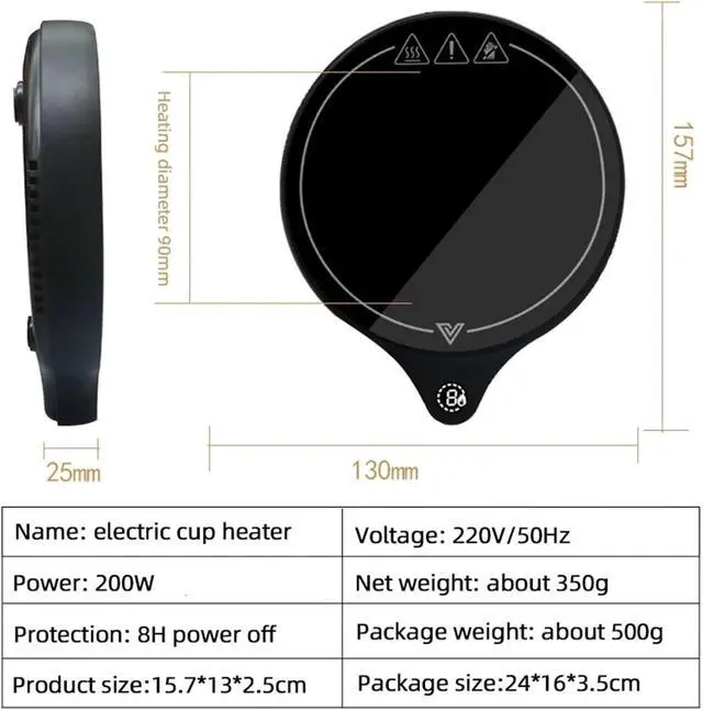 Alt view image 7 of 7 - Mug Warmer 200W Cup Heater Mug Warmer 100C Hot Tea Makers Warmer Coaster 5 Gear Cup Heaters Coffee Milk Tea Heating Pad (Color : 220V Black)