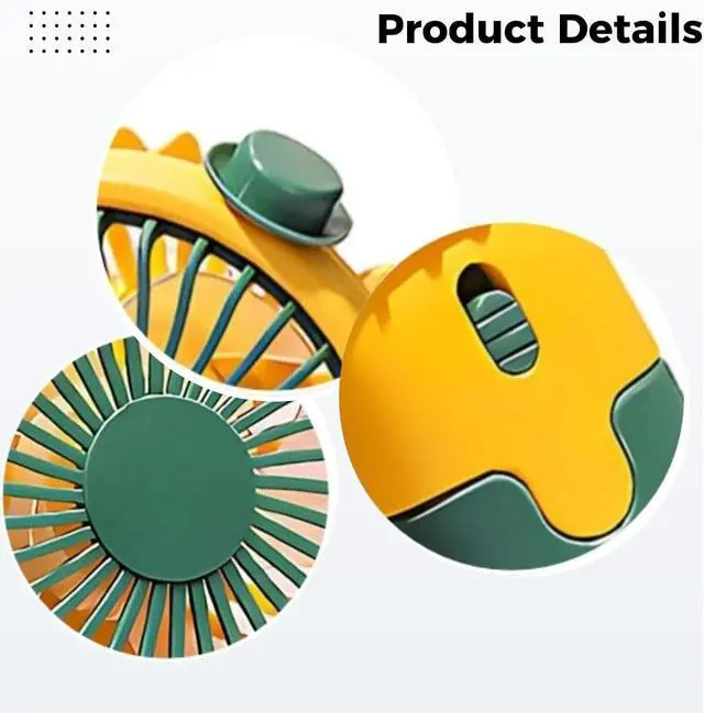 Alt view image 4 of 5 - Usb Rechargeable Handheld Fan 10 Pcs, Mini Desk, 6.1 In, 1-3H Battery
