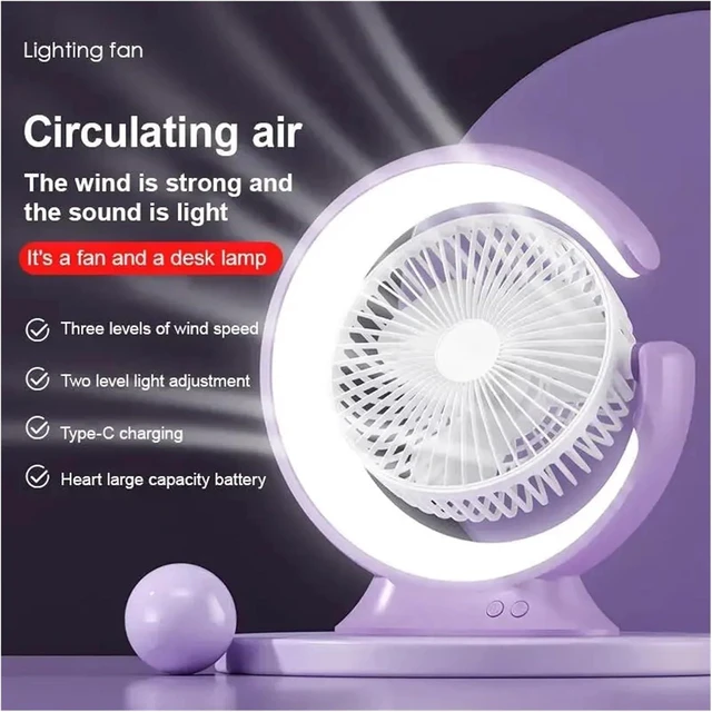 Alt view image 2 of 6 - Desktop Small Fan USB Charging Summer Outdoor Wind Silent Circulation(1200mah Green)