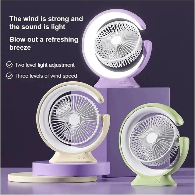 Alt view image 3 of 6 - Desktop Small Fan USB Charging Summer Outdoor Wind Silent Circulation(1200mah Green)