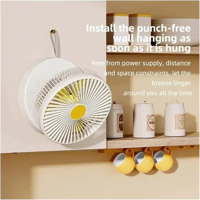 Alt view image 3 of 7 - Fan Home Outdoor Portable Wall Mounted Usb Charging Night Light Desktop(Pink)