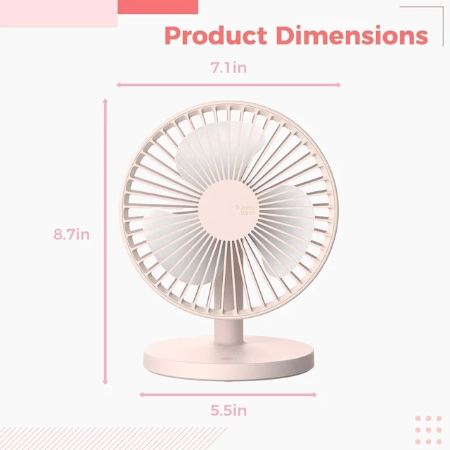 Alt view image 7 of 7 - Rechargeable Desktop Fan, Mini Portable With Usb Charging, Plastic