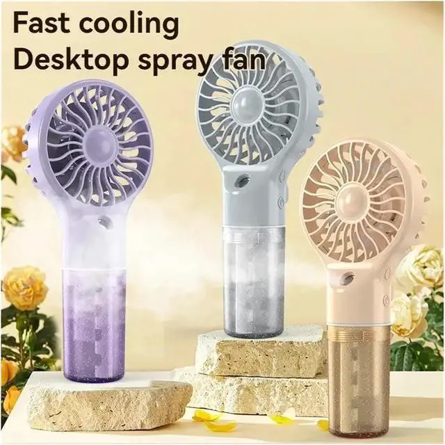Alt view image 2 of 5 - Handheld Mini Air Conditioner USB Rechargeable Portable Humidifying Fan(Light Grey)