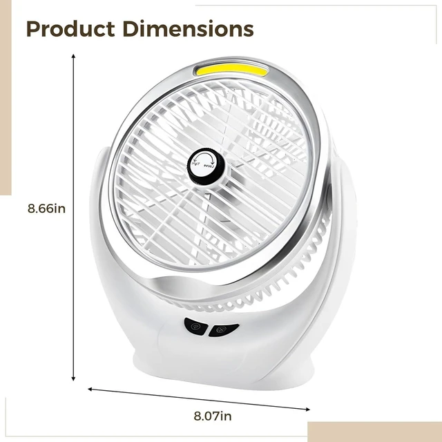 Alt view image 2 of 5 - 2000Mah Battery Usb Desk Fan With Led Light, 3-Speed Setting