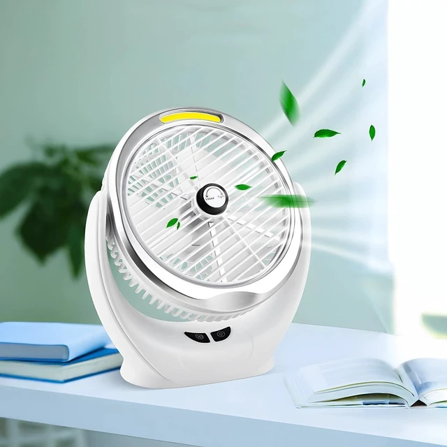 Alt view image 3 of 5 - 2000Mah Battery Usb Desk Fan With Led Light, 3-Speed Setting