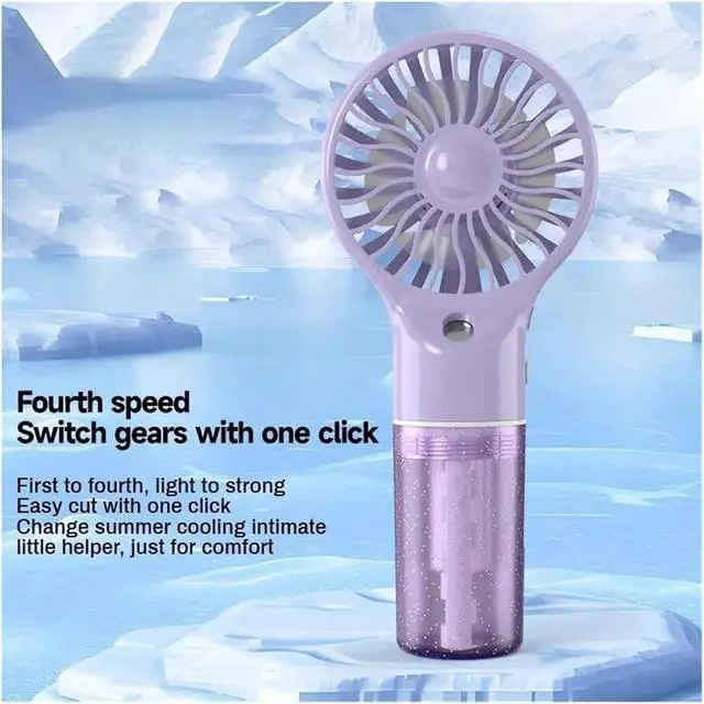 Alt view image 3 of 5 - Handheld Mini Air Conditioner USB Rechargeable Portable Humidifying Fan(Light Grey)