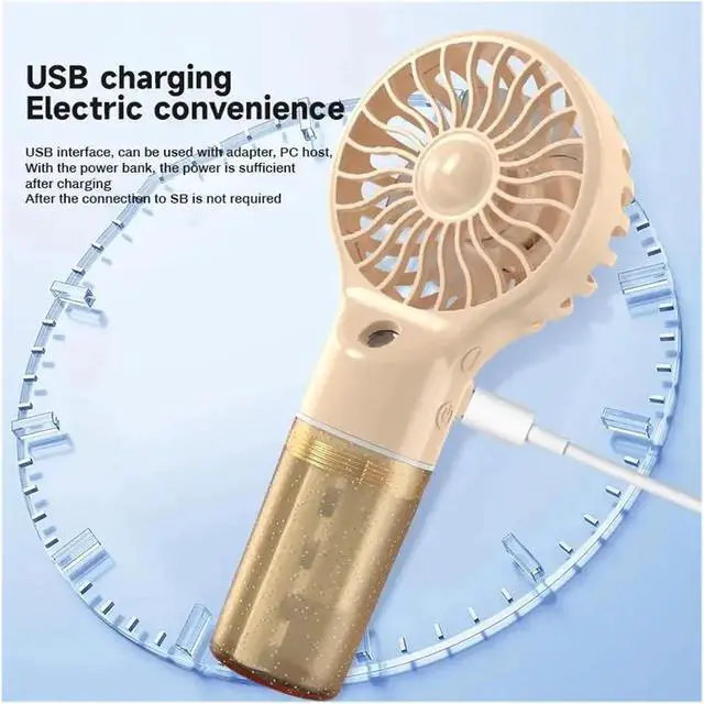 Alt view image 4 of 5 - Handheld Mini Air Conditioner USB Rechargeable Portable Humidifying Fan(Light Grey)