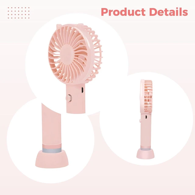 Alt view image 4 of 5 - Usb Powered Mini Handheld Fan With, 2-In-1 Rechargeable Portable Desk