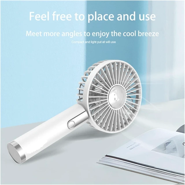 Alt view image 4 of 6 - Handheld Fan USB Rechargeable Battery Adjustable Three-block Wind Speed(White)