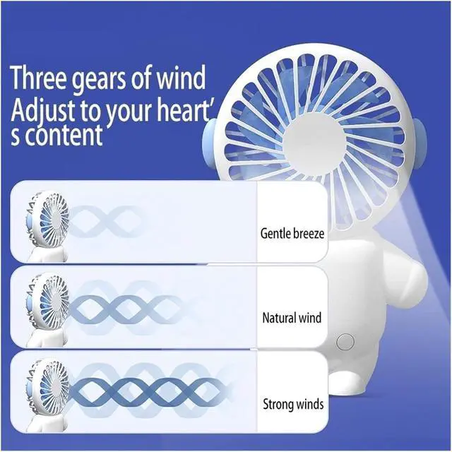 Alt view image 3 of 6 - Mini Usb Small Fan Portable Handheld Desktop Fans Strong Wind(Cute Baby Blue)