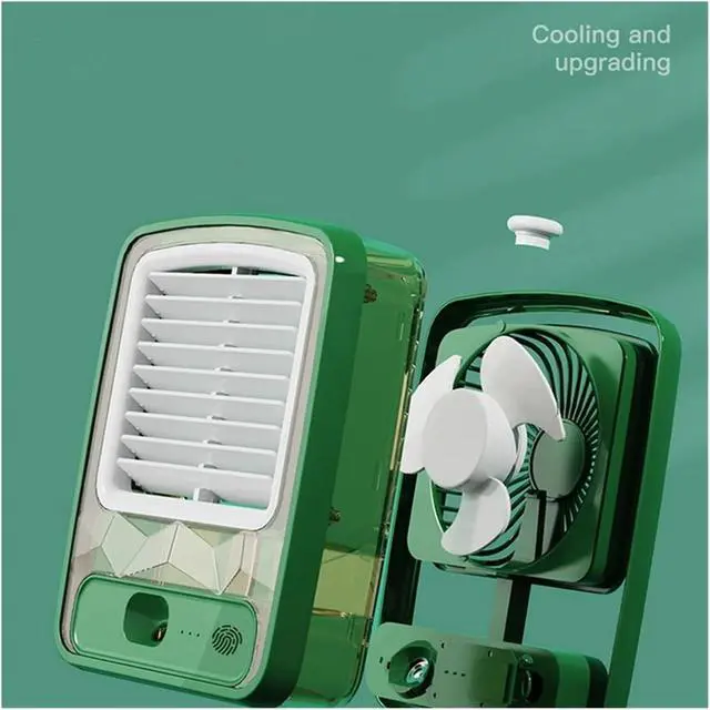 Alt view image 3 of 5 - Small Desk Fan,LED Night Light,USB Rechargeable Water Misting
