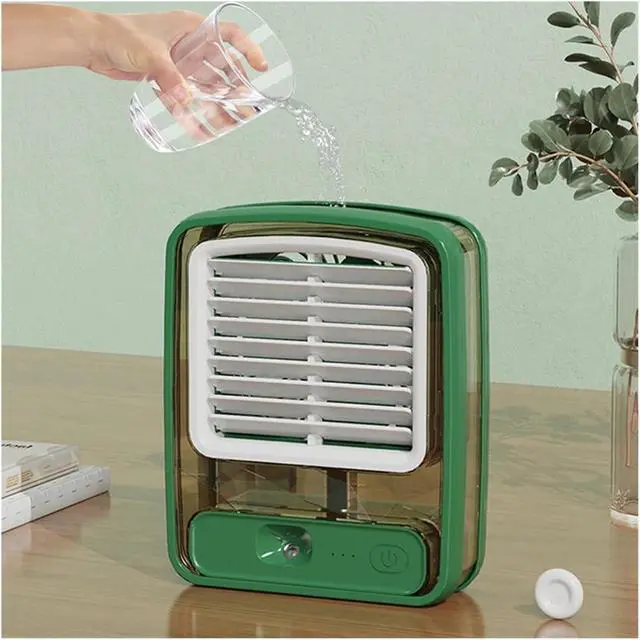 Alt view image 4 of 5 - Small Desk Fan,LED Night Light,USB Rechargeable Water Misting