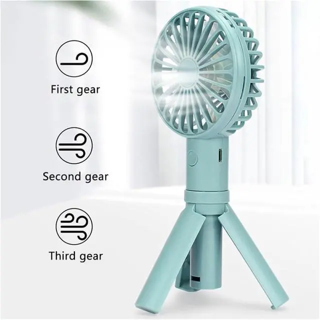 Alt view image 2 of 5 - Foldable Triangle Bracket Fan USB Rechargeable Handheld Pocket Fans(Pink 500mah)