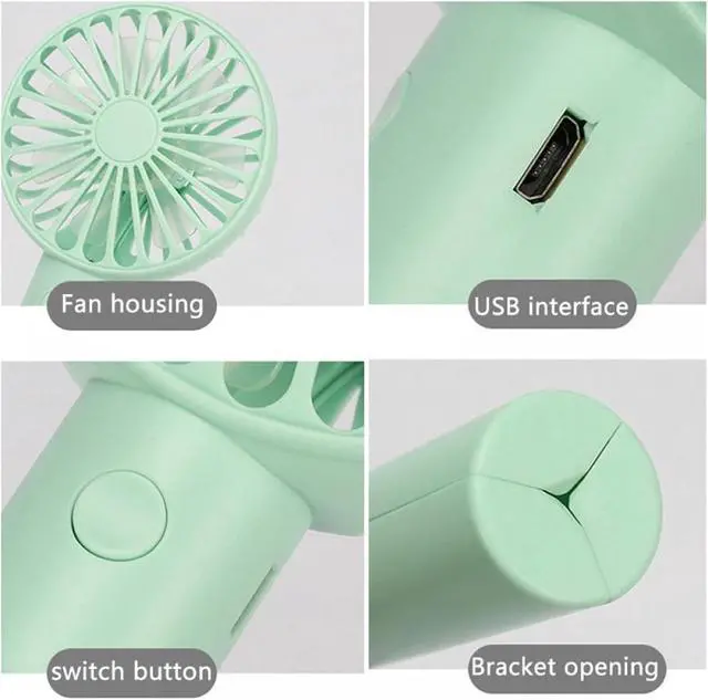 Alt view image 3 of 5 - Foldable Triangle Bracket Fan USB Rechargeable Handheld Pocket Fans(Pink 500mah)