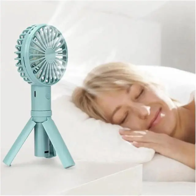 Alt view image 4 of 5 - Foldable Triangle Bracket Fan USB Rechargeable Handheld Pocket Fans(Pink 500mah)