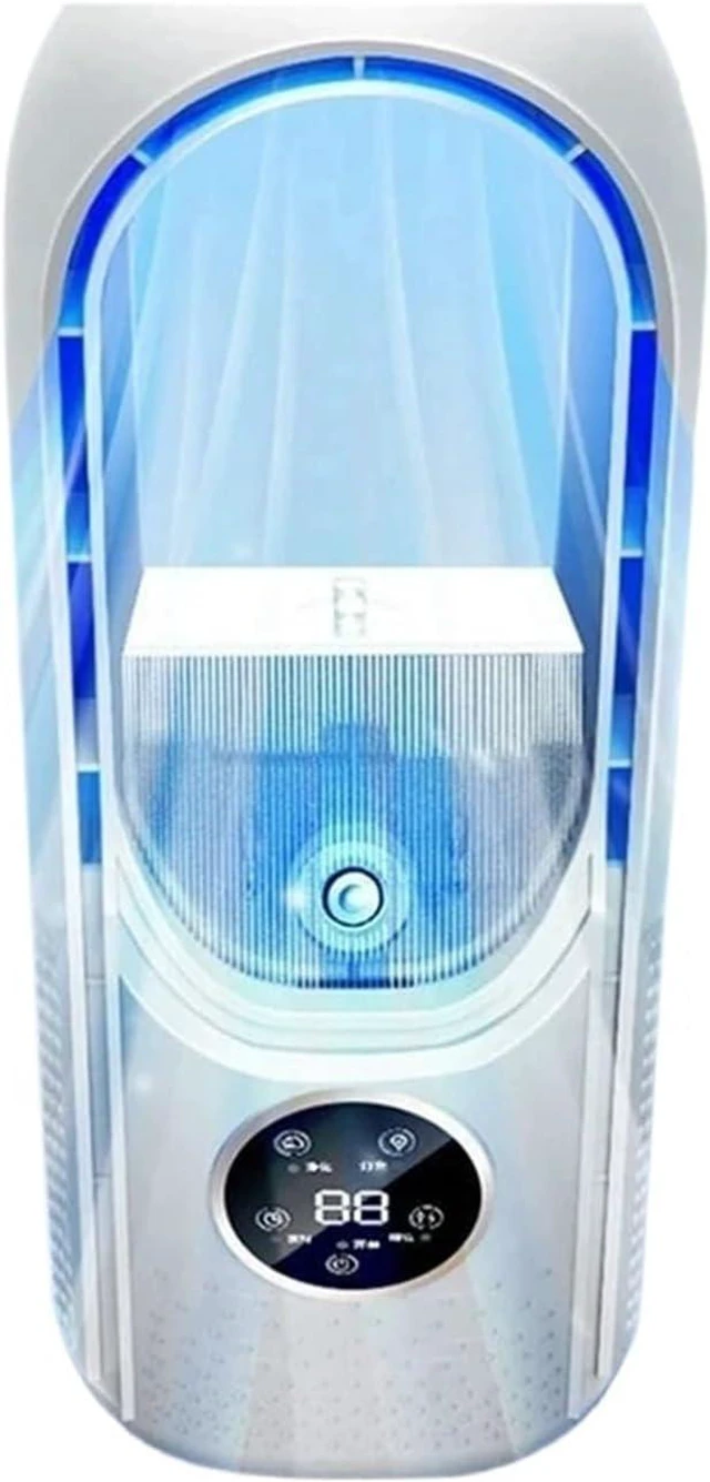 Alt view image 3 of 4 - Leafless USB Fan 6 Speeds Timer Portable Air Cooler Humidifier | Bladeless portable fan, 6 wind speeds, timer, silent operation, cooling & humidifying function.(WHITE)